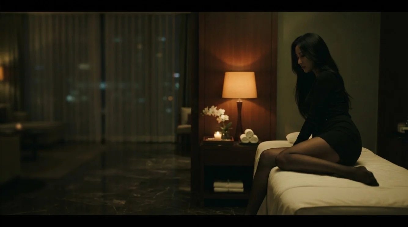 Illustrative hands-on massage in a softly lit private room