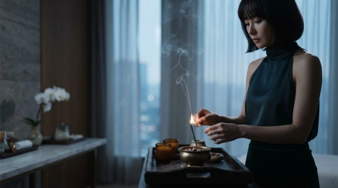 Illustrative hotel massage scene